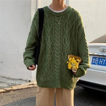 Wiaofellas Couple Autumn Thicken Long Sweater Men Woman O Neck Oversized Casual Winter Knit Jumper Korean Streetwear Pullover Chic